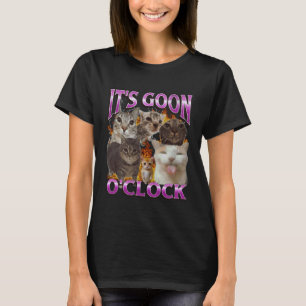 Gooning O'clock Lustige Katze Meme Bootleg Grafik T-Shirt