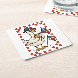 Goose American USA Flag Memorial Day 4. Juli Rechteckiger Pappuntersetzer