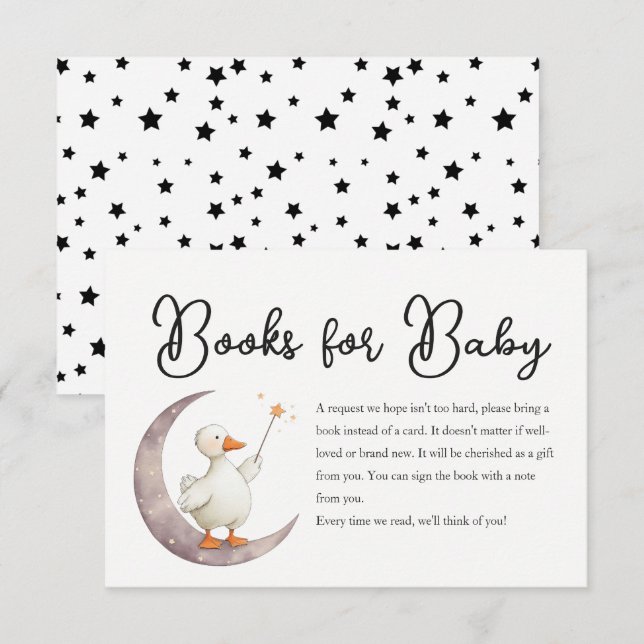 Goose Baby Shower Books Request card Einladung (Vorne/Hinten)