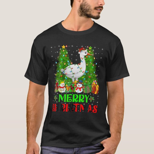 Goose Bird Christmas Tree Lights Holiday T-Shirt (Vorderseite)