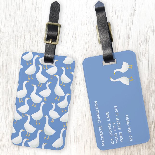 Goose Bird Pattern Blue Gepäckanhänger (Goose luggage tag for geese and poultry lovers)