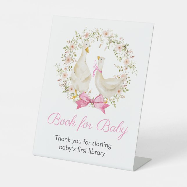 Goose Girl Wreath Wildblumen Buch Kinderzeichen Sockelschild (Vorderseite)