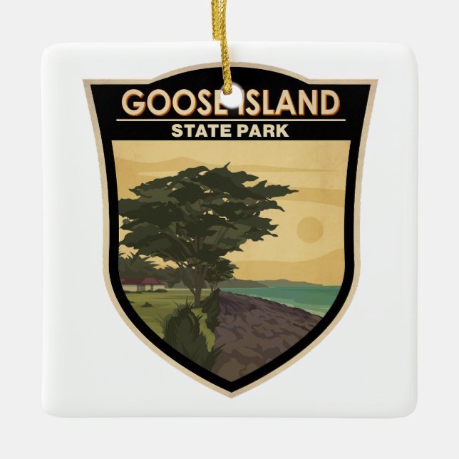Goose Island Staat Park Texas Vintag Keramikornament (Vorderseite)