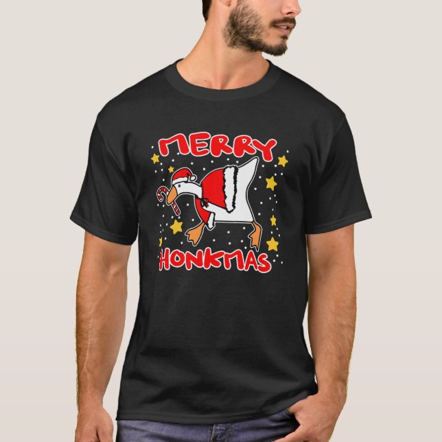 Goose Murder Meme Candy Cane Merry Honkmas Christm T-Shirt (Vorderseite)