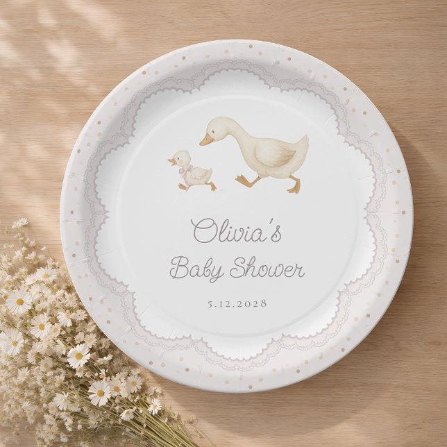 Goose Nursery Duck Gender Neutral Baby Shower Pappteller (Von Creator hochgeladen)