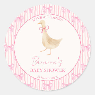 Goose nursery rhymes baby shower pink personalized runder aufkleber