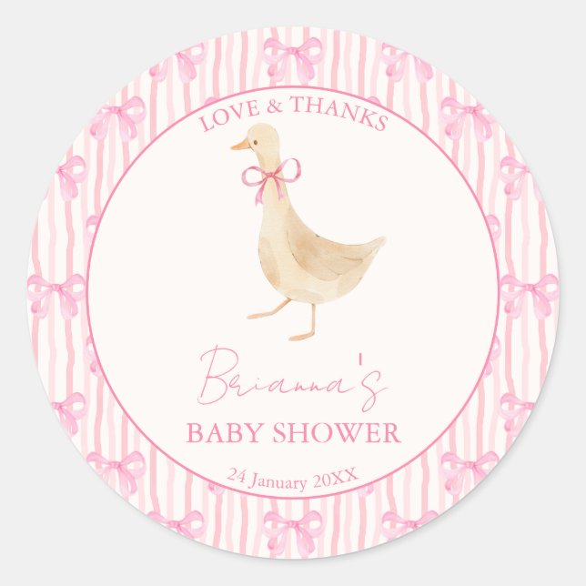 Goose nursery rhymes baby shower pink personalized runder aufkleber (Vorderseite)