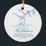 Goose Rocks Beach ME Karte Weihnachten Foto Hochze Keramik Ornament<br><div class="desc">Erinnern Sie sich an Ihren besonderen Tag mit unserer Personalisierten Navy Blue Goose Rocks Beach Karte für Weihnachtsfeiern. Mit einer eleganten Karte von Goose Rocks Beach und Cape Porpoise, Maine, ist dieses Ornament das perfekte Küstenmemento. Personalisieren Sie es mit Ihrem Hochzeitsfest Foto auf der Rückseite, um einen gepflegten Urlaub zu...</div>