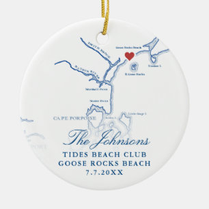 Goose Rocks Beach ME Karte Weihnachten Foto Hochze Keramik Ornament