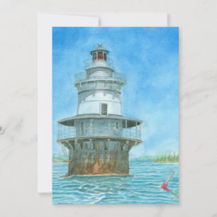 Goose Rocks Lighthosususue Wassercolor Einladung