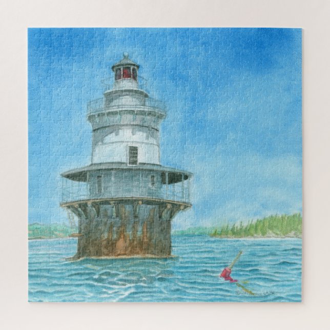 Goose Rocks Lighthosususue Wassercolor Puzzle (Vertikal)