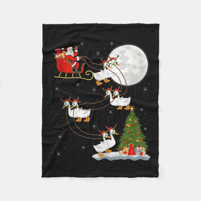 Goose Santa Sleigh Flying Funny Magical Christmas  Fleecedecke (Vorderseite)