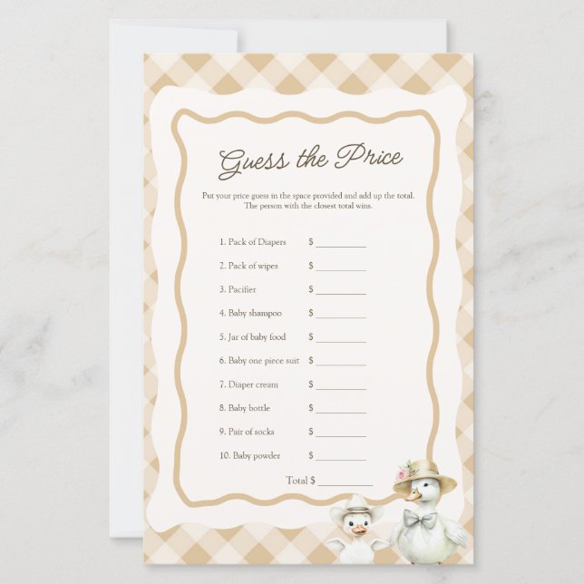 Goose Theme Karierter Preis ist das richtige Baby  (Vorderseite)