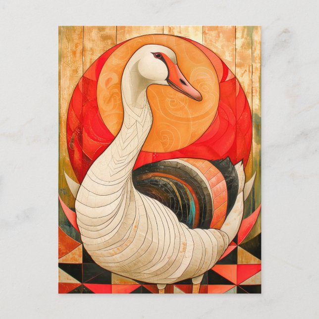 Goose Totem – Protective Art Deco Spirit Postkarte (Vorderseite)
