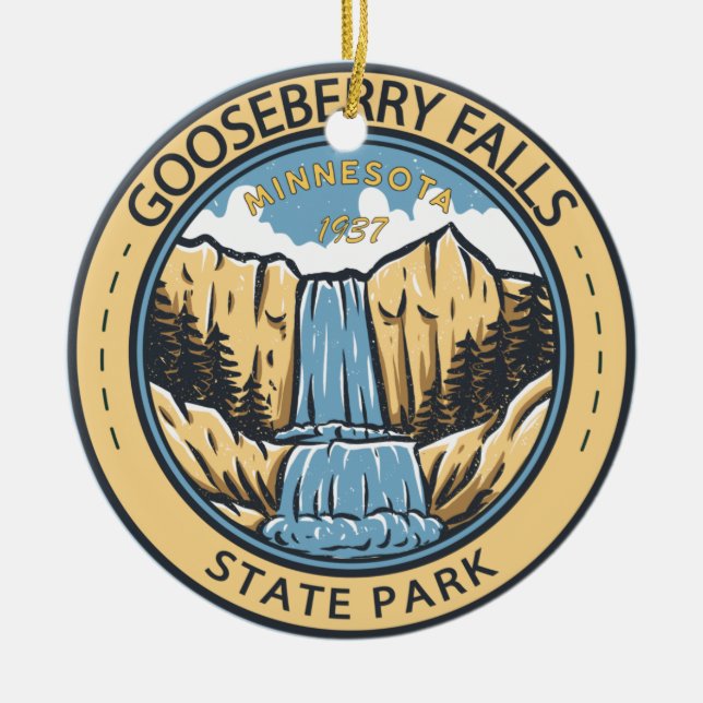 Gooseberry Falls Staat Park Minnesota Abzeichen Keramik Ornament (Vorne)