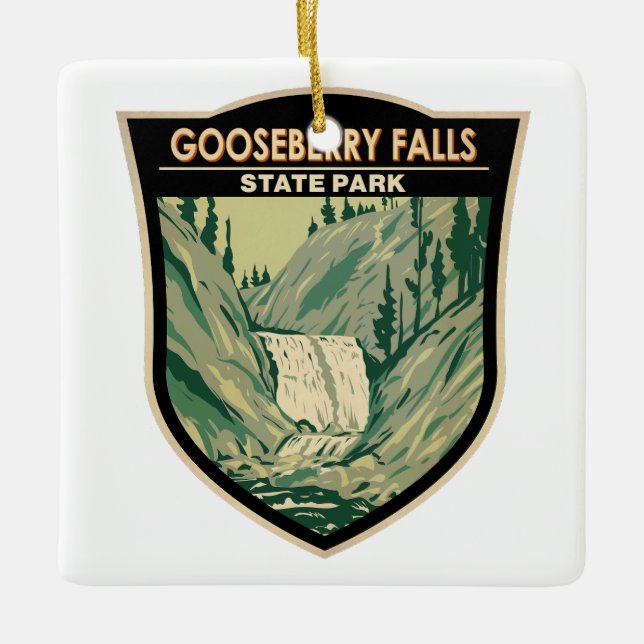 Gooseberry Falls Staat Park Minnesota Vintag Keramikornament (Vorderseite)