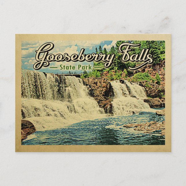 Gooseberry Falls Staat Park Vintage Postkarte (Vorderseite)