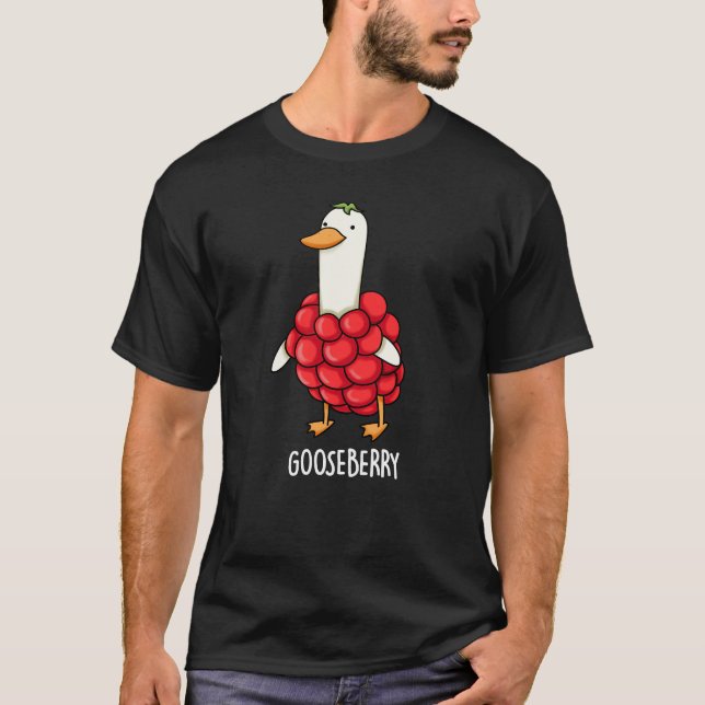 Gooseberry Funny Berry Pun Dark BG T-Shirt (Vorderseite)