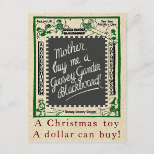 "GOOSEY GANDER" CHALKBOARD VINTAGE CHRISTMAS TOP FEIERTAGSPOSTKARTE