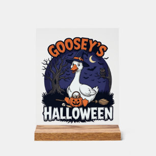 Gooseys Halloween-Gans-Hexenhut-Kürbis_1 Acrylschild