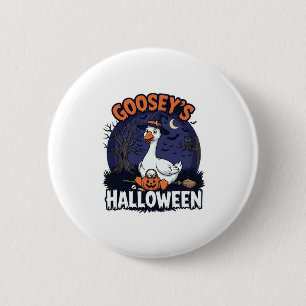 Gooseys Halloween-Gans-Hexenhut Kürbis_1 Button