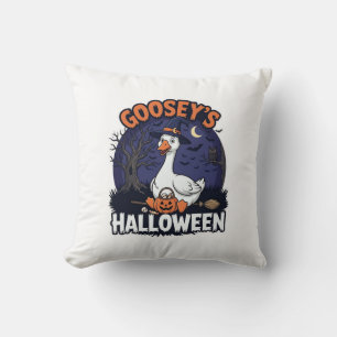Gooseys Halloween-Gans-Hexenhut-Kürbis_1 Kissen