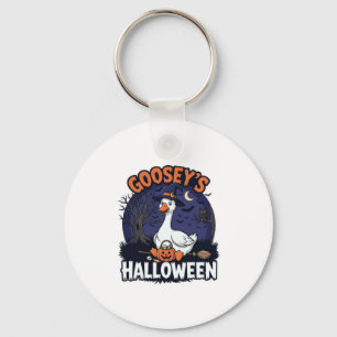 Gooseys Halloween-Gans-Hexenhut-Kürbis_1 Schlüsselanhänger
