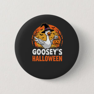 Gooseys Halloween-Hexe Gans Retro-Cartoon-Design Button