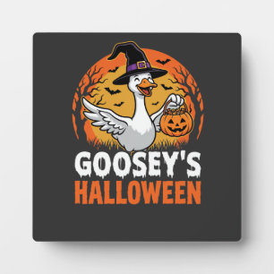 Gooseys Halloween-Hexe Gans Retro-Cartoon-Design Fotoplatte