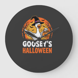 Gooseys Halloween-Hexe Gans Retro-Cartoon-Design Große Wanduhr
