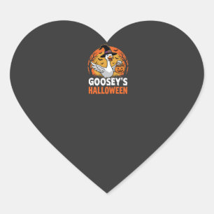 Gooseys Halloween-Hexe Gans Retro-Cartoon-Design Herz-Aufkleber