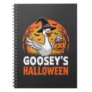 Gooseys Halloween-Hexe Gans Retro-Cartoon-Design Notizblock