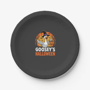Gooseys Halloween-Hexe Gans Retro-Cartoon-Design Pappteller