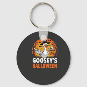 Gooseys Halloween-Hexe Gans Retro-Cartoon-Design Schlüsselanhänger