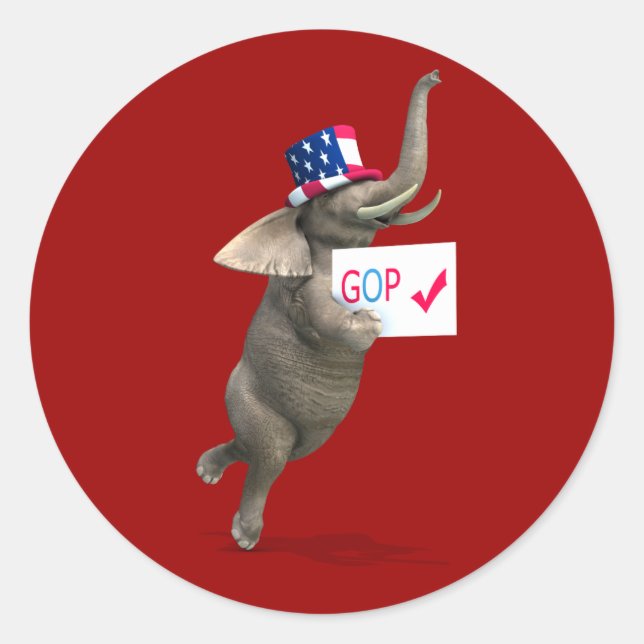 GOP Elephant Runder Aufkleber (Vorderseite)