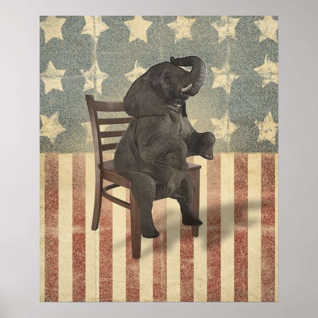 GOP Elephant übernimmt den Vorsitz in der Funny Po Poster (Vorne)