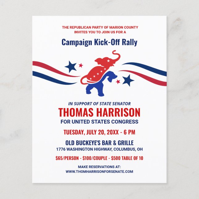 GOP Fundraising-Kampagne Kickoff Budget Flyer (Vorne)
