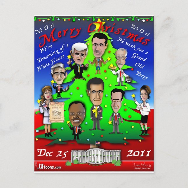 GOP Weihnachtsbaum Feiertagspostkarte (Vorderseite)