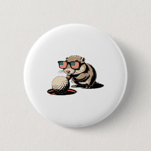 Gopher-Tier schiebt Golfball aus dem Loch heraus L Button