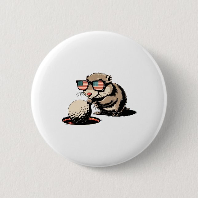 Gopher-Tier schiebt Golfball aus dem Loch heraus L Button (Vorderseite)
