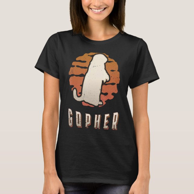 Gopher Vintag Retro Classic Animal Sunset T-Shirt (Vorderseite)