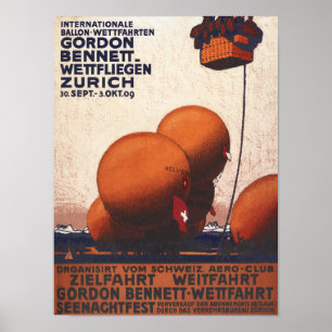 Gordon Bennett Heißluftballon Race Poster