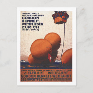 Gordon Bennett Heißluftballon Race Poster Postkarte