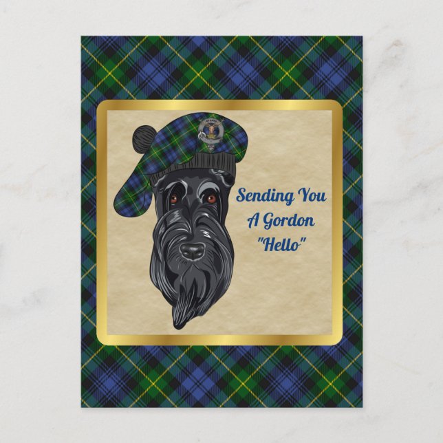 Gordon Clan Abzeichen & Tartan Postkarte (Vorderseite)
