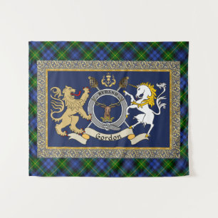 Gordon Clan Abzeichen und Tartan Wandteppich