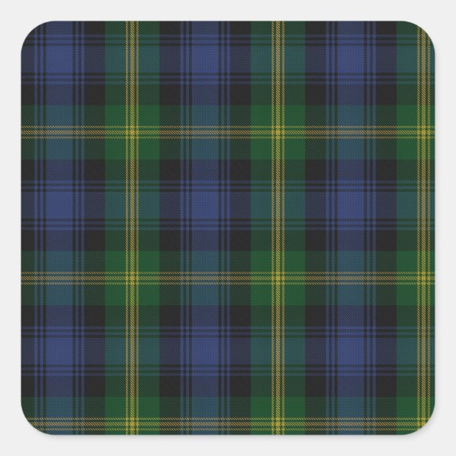 Gordon Clan Family Tartan Quadratischer Aufkleber (Vorderseite)