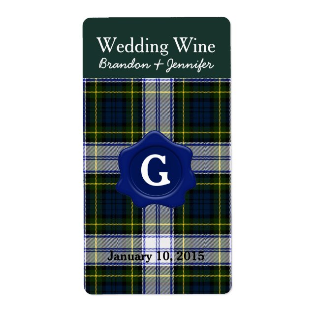 Gordon Dress Kariert Wedding Mini Wine Labels (Vorne)