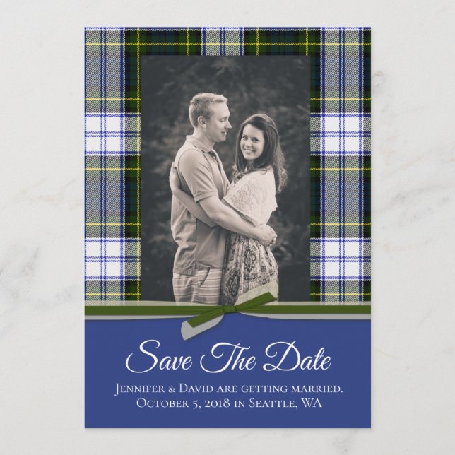 Gordon Dress Kariert Wedding Save the Date Card (Vorderseite)