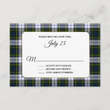 Gordon Dress Tartan Kariert Wedding RSVP Card