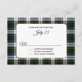 Gordon Dress Tartan Kariert Wedding RSVP Card Karte